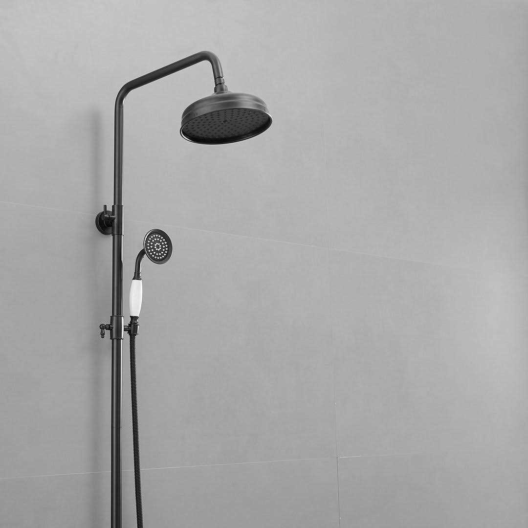 BWE 1-spray Bathroom Outdoor Wall Bar Shower Kit with Tub Faucet and Double Cross Handle 8016-B