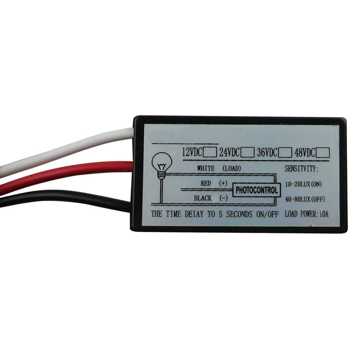 Proshopping DC 12V 24V 36V 48V Outdoor Sensor Photoelectric Switch 5A Dusk to Dawn Photocell Switch