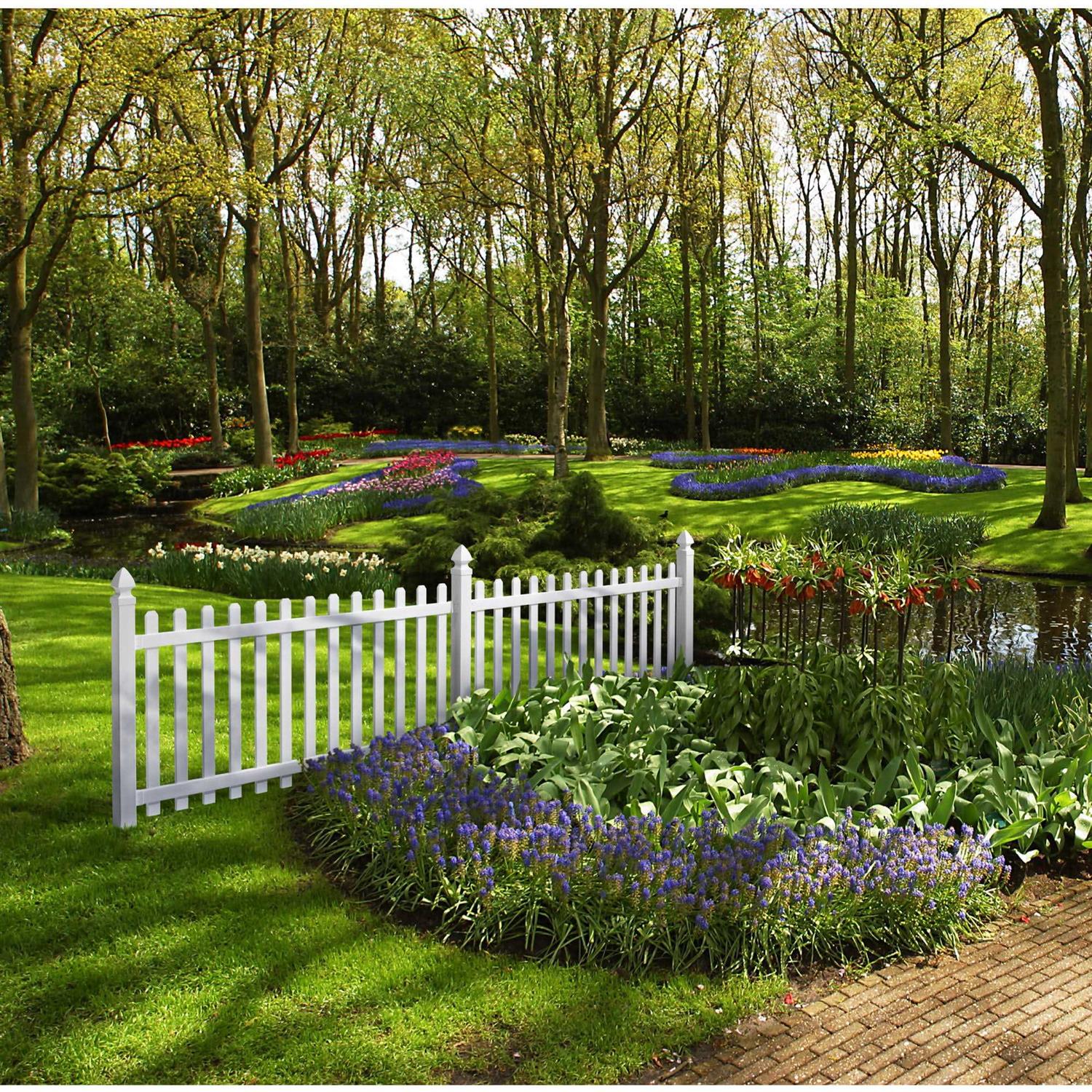 Glendale 4 ft. x 8 ft. White Vinyl Dog Ear Picket Fence Panel Outdoor Essentials 152811