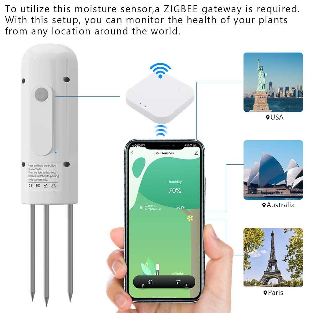 ZIGBEE Garden Soil Moisture & Temperature Meter,Sensor-Outdoor Waterproof,Plant Humidity Tester,Compatible with TUYA Smart APP