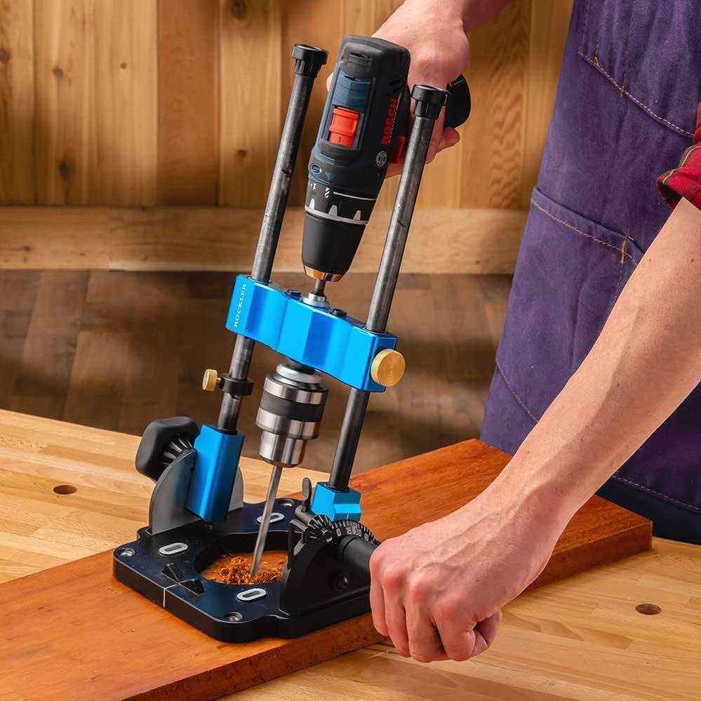 Rockler Drill Guide w/Chuck Key Full-Size Drill Press Accessories for Small Shops