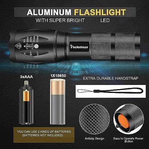 LED Tactical Flashlight Super Bright 2000 Lumen LED Flashlights Portable Outdoor Water Resistant Torch with 5 Light Modes(10Pack)