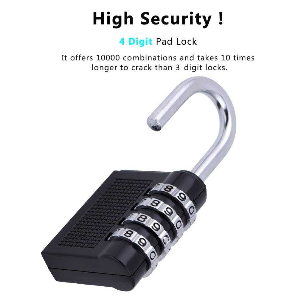 ZHEGE Combination Lock 4 Digit Outdoor Padlock for School Gym Locker