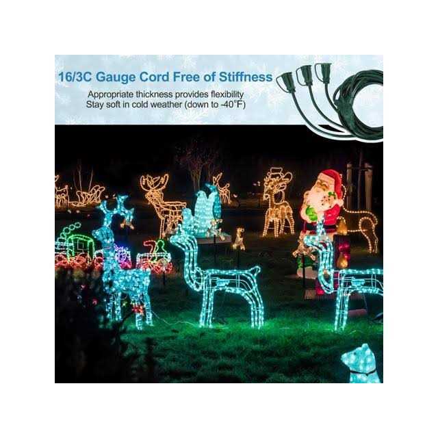 DEWENWILS Outdoor Extension Cord 3 Prong Outlets Plugs