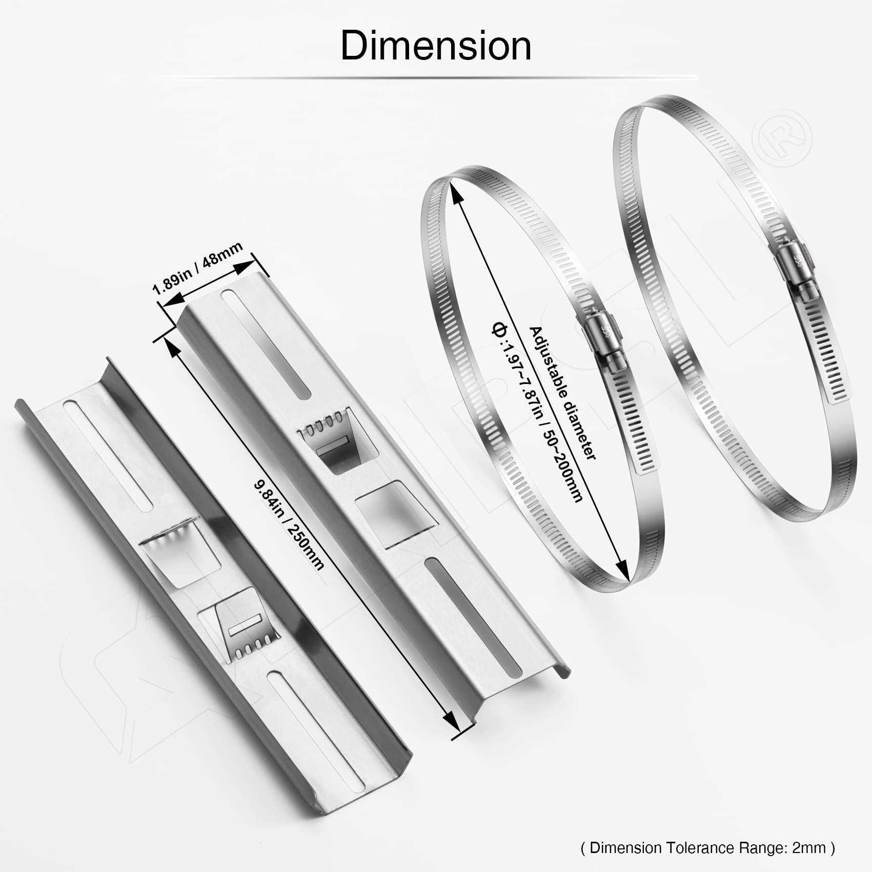 QILIPSU Pole Mounting Kits 304 Stainless Brackets with Adjustable 50-200mm Clamp for Outdoor Waterproof Junction Box