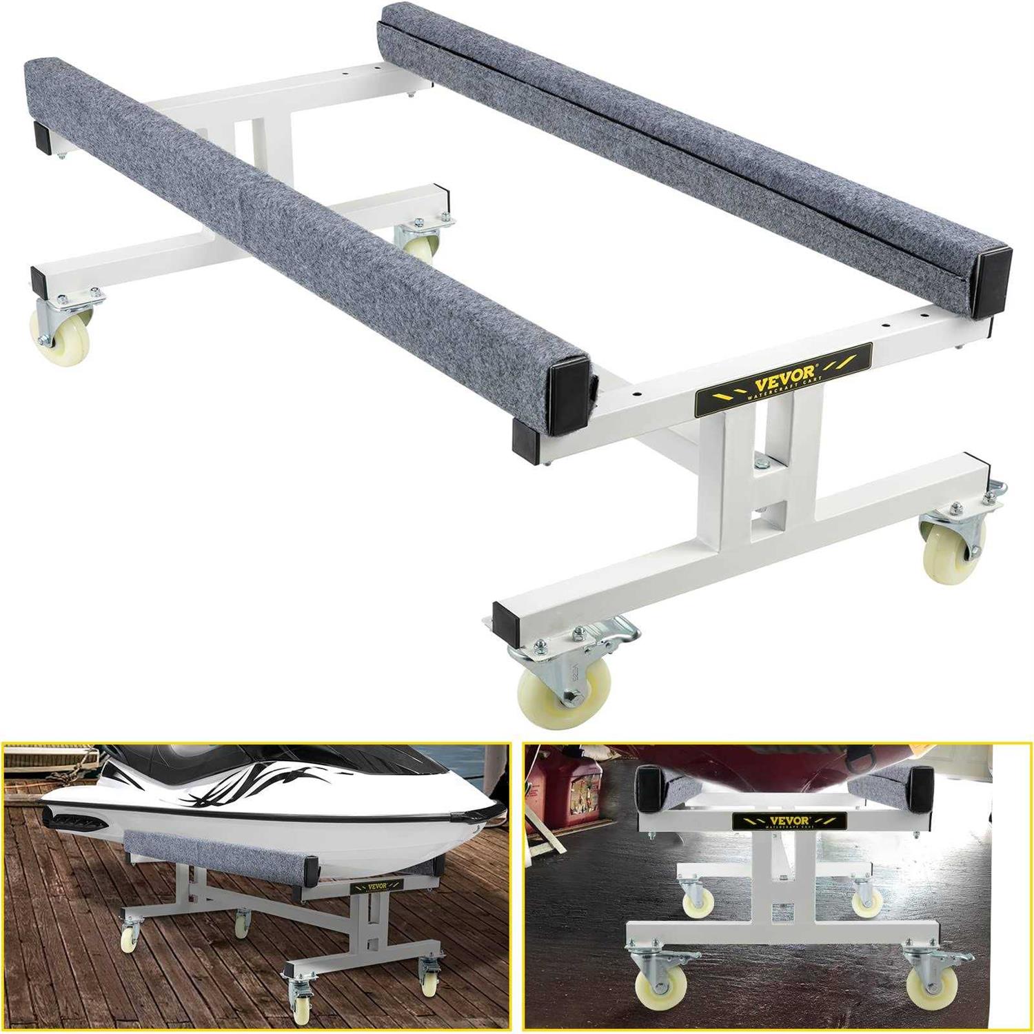 VEVOR Watercraft PWC Dolly 1300 Lbs Capacity Jet Ski Stand Adjustable Width Boat Storage Trailer with Four Casters & Two Brakes