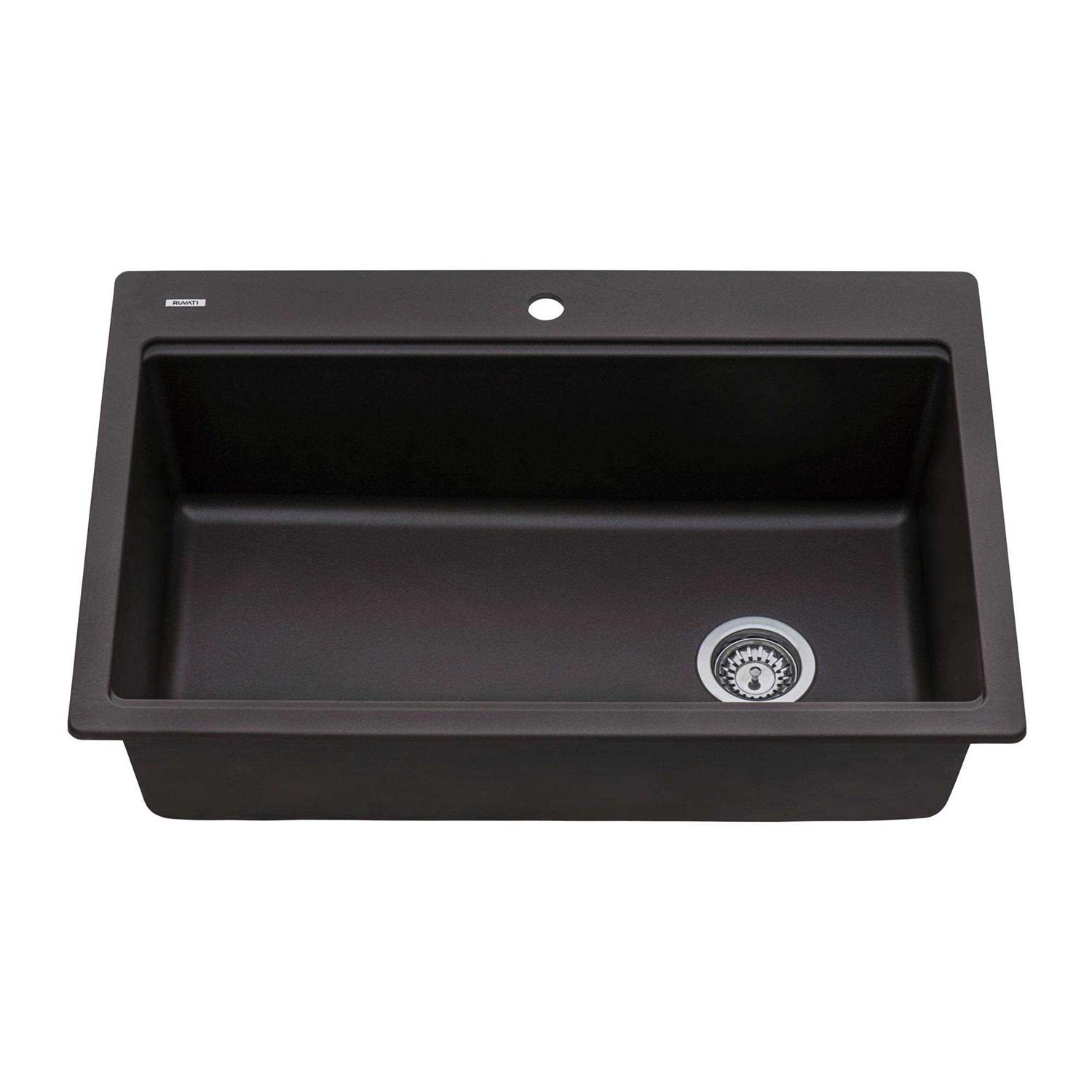 Ruvati 33-inch Granite Composite Workstation Drop-in Topmount Kitchen Sink RVG1302