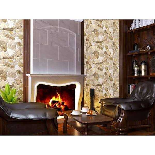 Dundee Deco 3D Falkirk Renfrew 39 in. x 25 Faux Stone PVC Decorative Wall Paneling