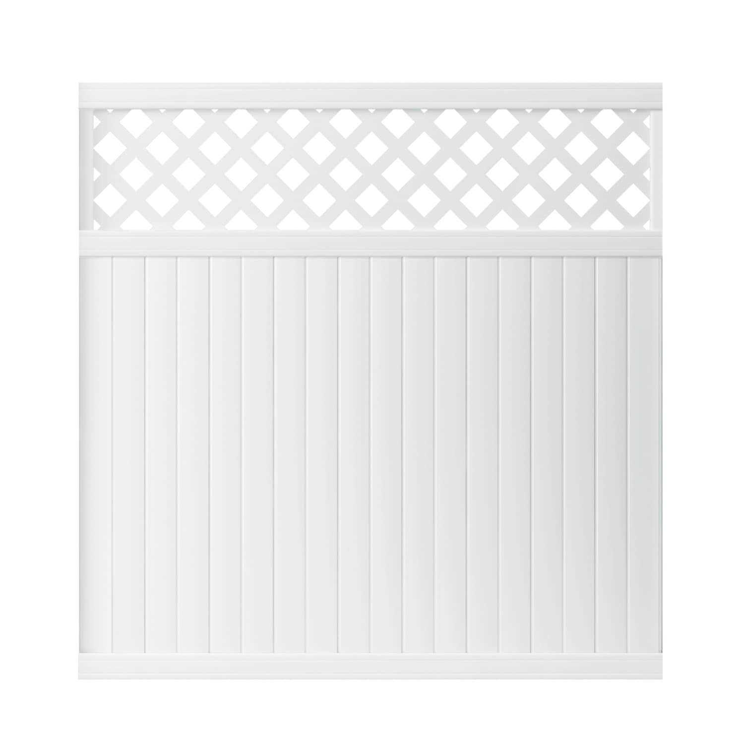 Outdoor Essentials Lewiston 6-ft H x 6-ft W White Vinyl Lattice-Top Fence Panel