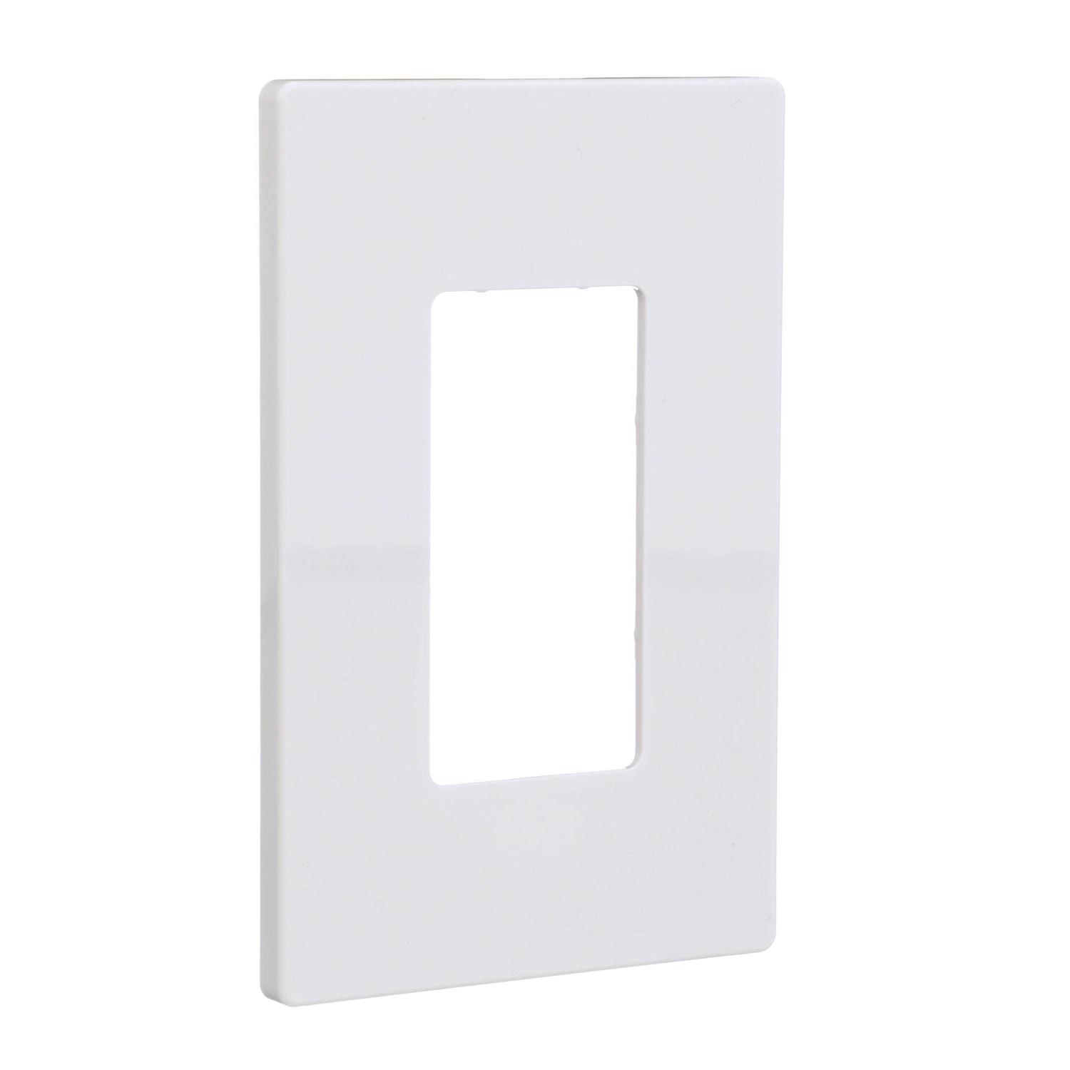 Eaton 1-Gang White Decorator Screwless Midsize Wall Plate