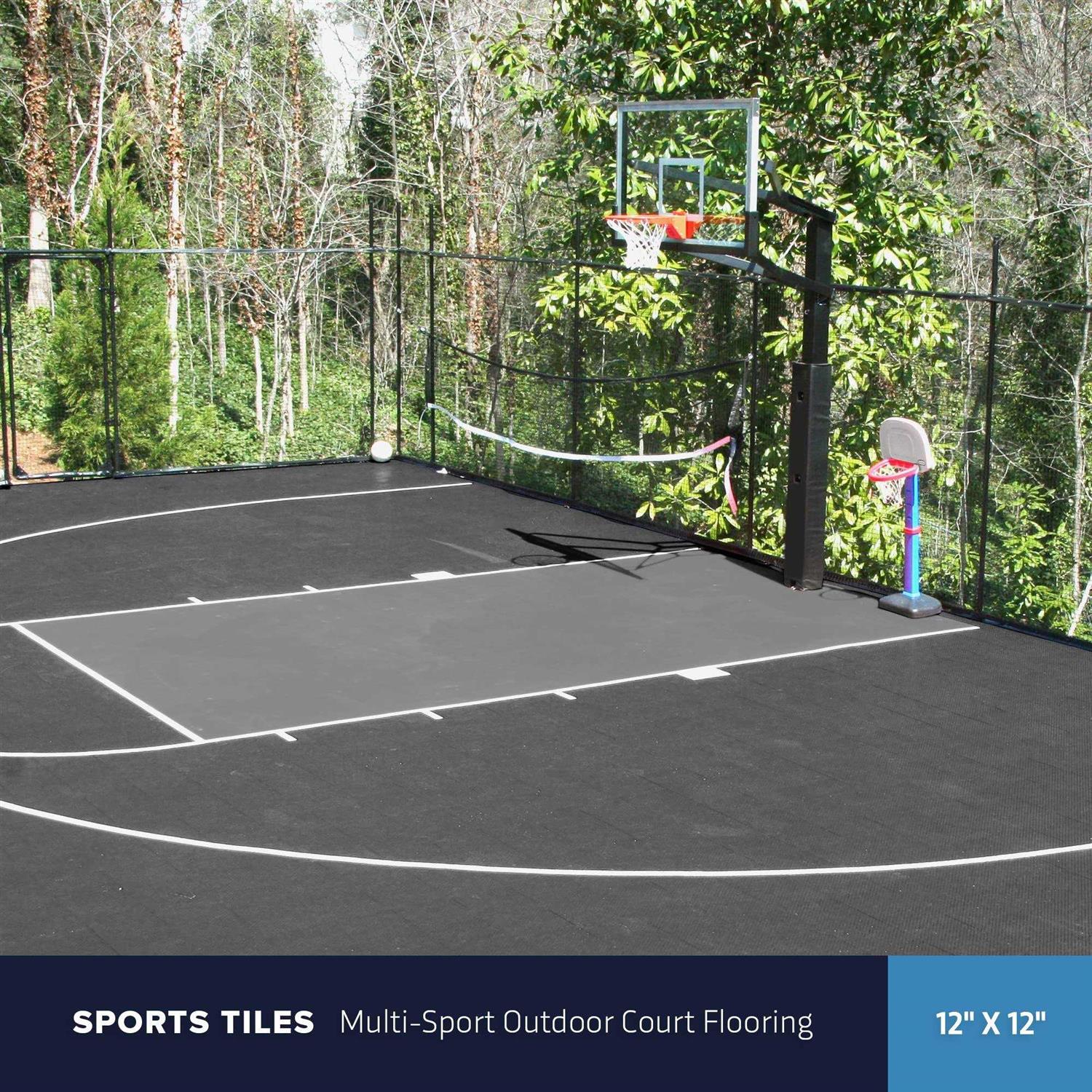 Incstores 5/8 Inch Thick Outdoor Basketball Court Flooring Build The Ultimate Space for Basketball, Tennis, and More with Weatherproof Plastic