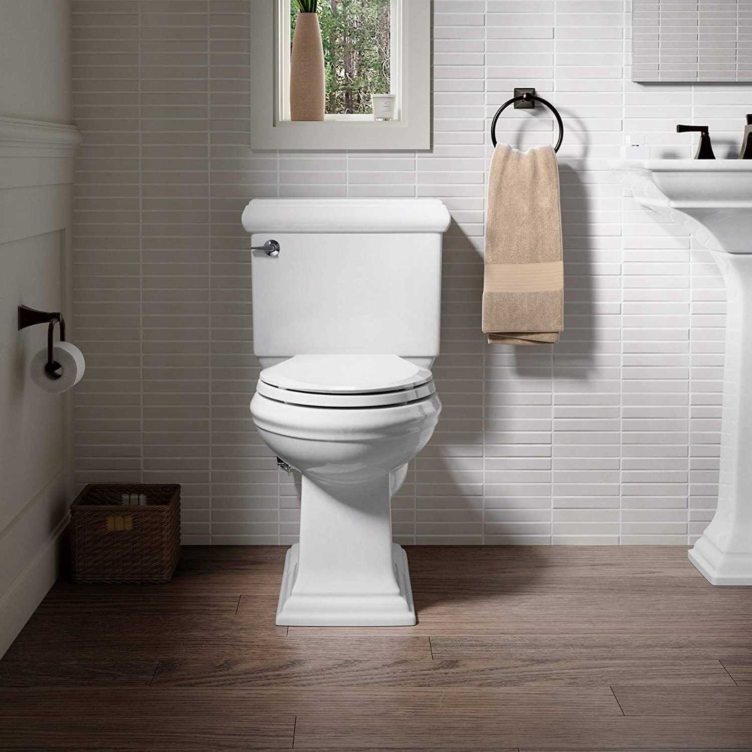 Kohler K-3816 Memoirs Classic 1.28 GPF Two-Piece Elongated Comfort Height Toilet with AquaPiston Technology - Seat Not Included White Fixture Toilet