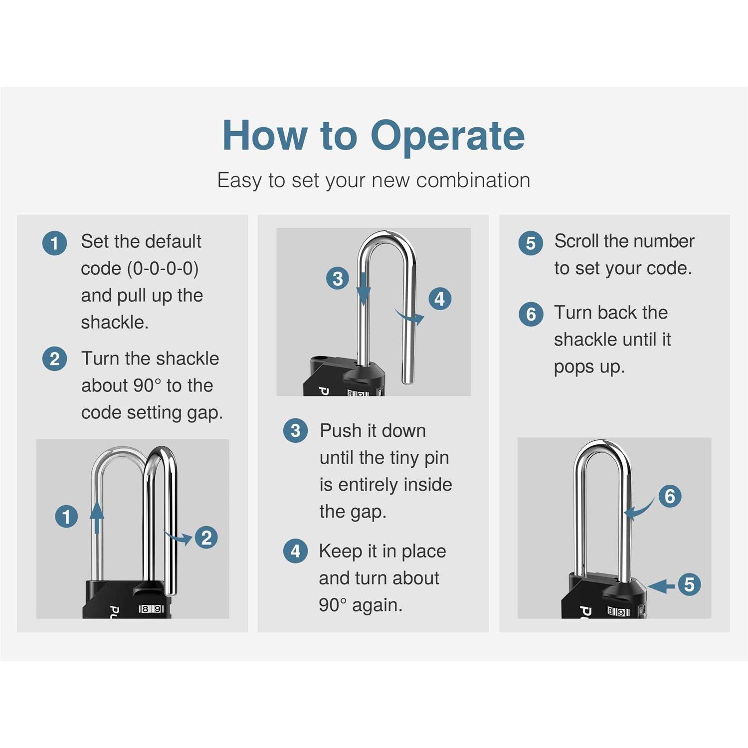 Puroma 2 Pack Combination Lock 4 Digit Locker Lock Outdoor Waterproof Padlock for School Gym Locker