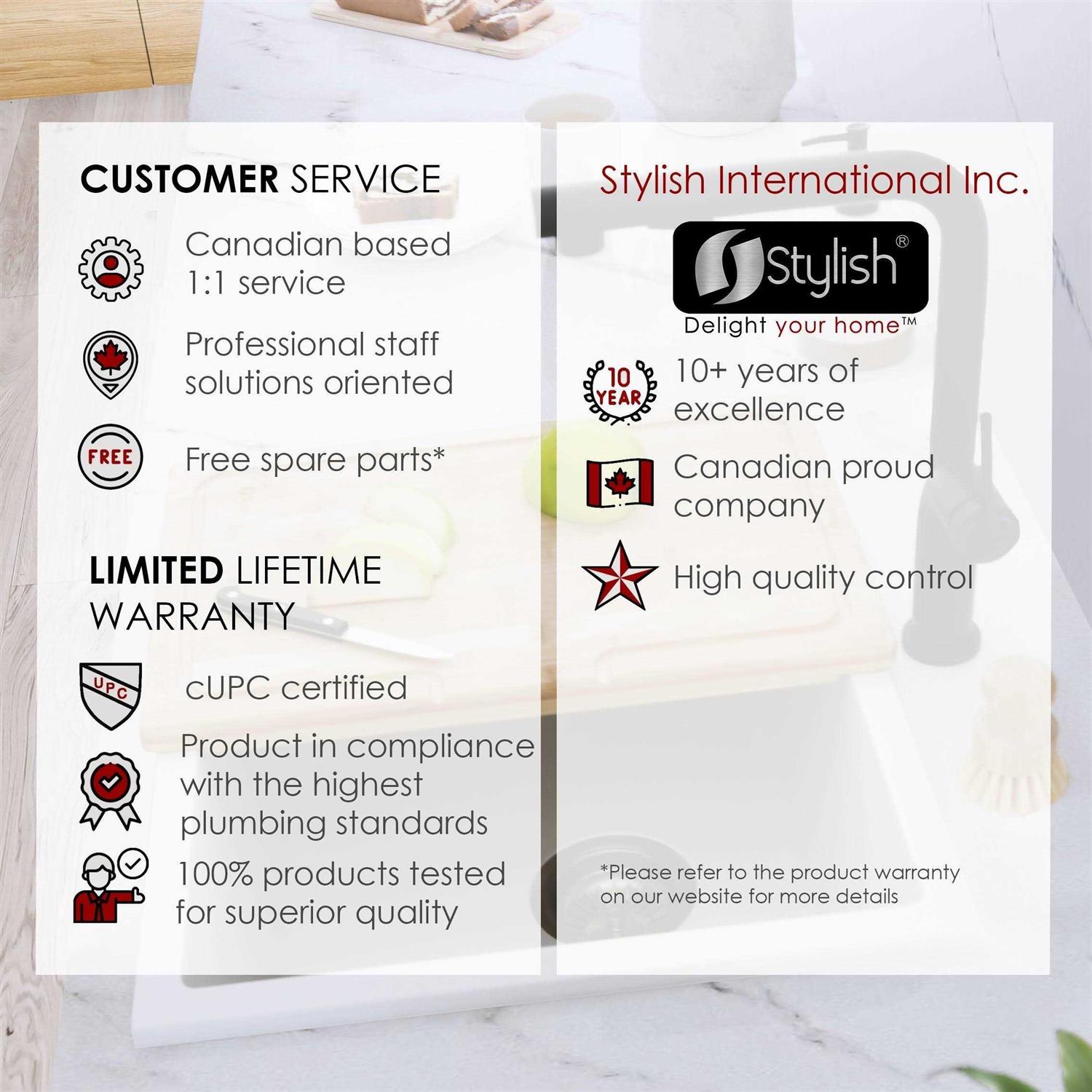 Stylish S-822 22 inch Single Bowl Dual-Mount Composite Granite Kitchen Sink with Strainer