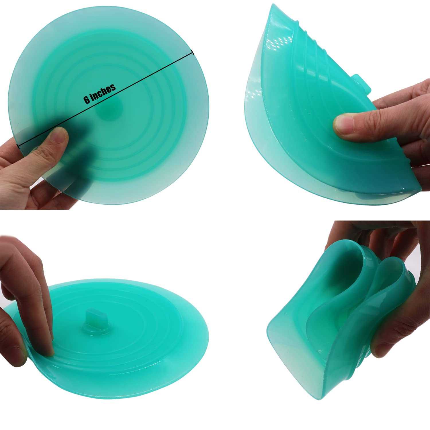 V-top Tub Stopper 2 Pack, 6 inches Large Silicone Drain Plug Hair Stopper Flat Suction Cover for Kitchen Bathroom and Laundry