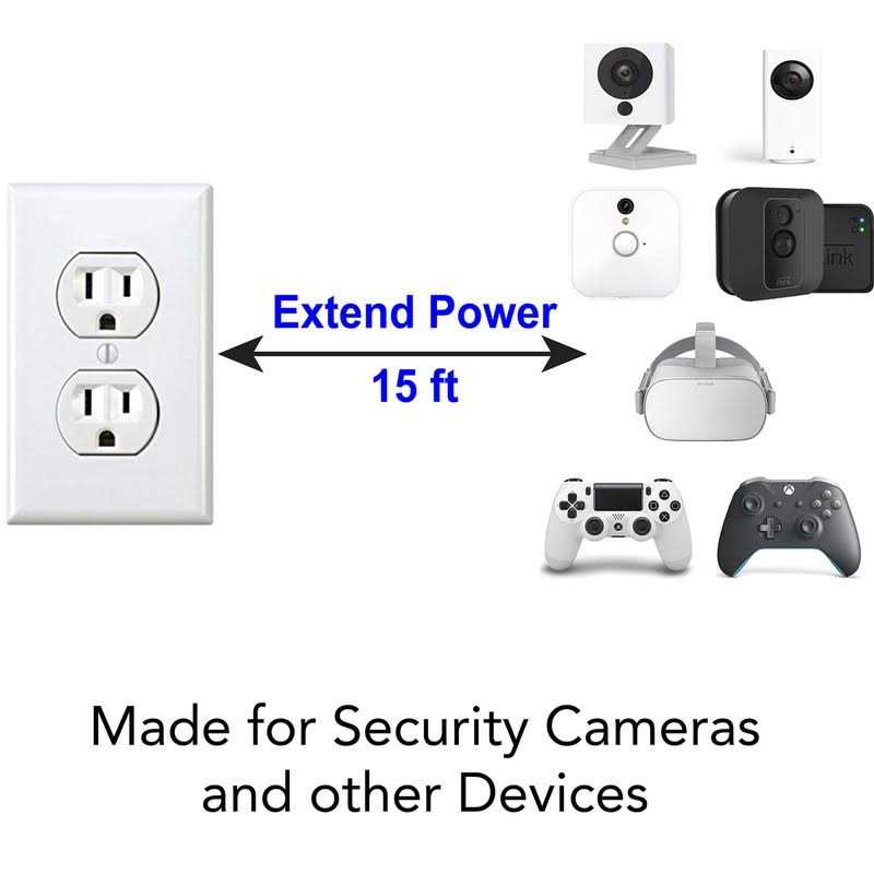 Benair 15ft Power Extension Cable Compatible with Wyze Cam v3 Indoor Outdoor