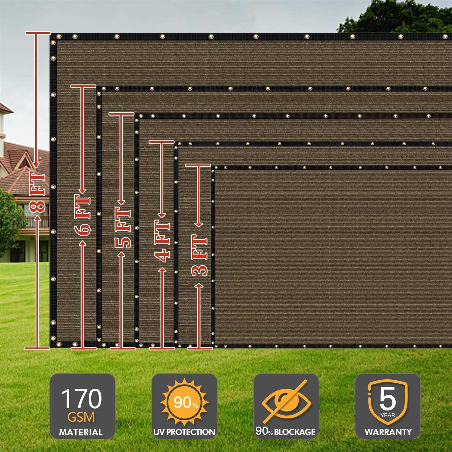 Cisvio x50ft Privacy Screen Fence 90% Blockage Heavy Duty Protective Covering Mesh Fencing for Outdoor Patio Lawn Garden Balcony