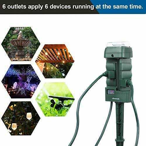 dewenwils Outdoor Mechanical Power Stake Timer Waterproof 6 Grounded Outlets