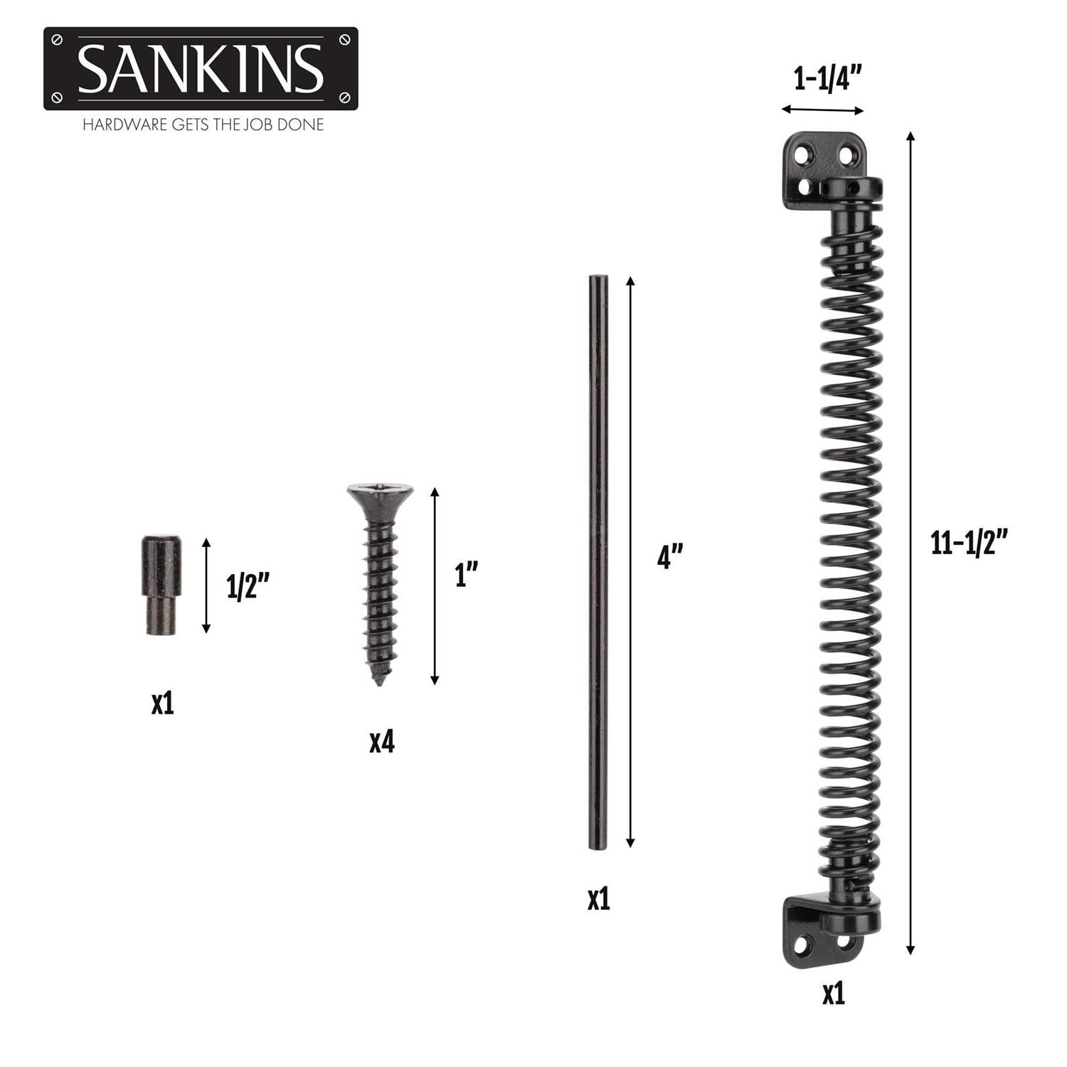 SANKINS 11-1/2 Gate Spring Self Closing Heavy Duty Outdoor Door Spring Automatic Metal Gate Closure Hardware with Adjustable Tool for Wooden and