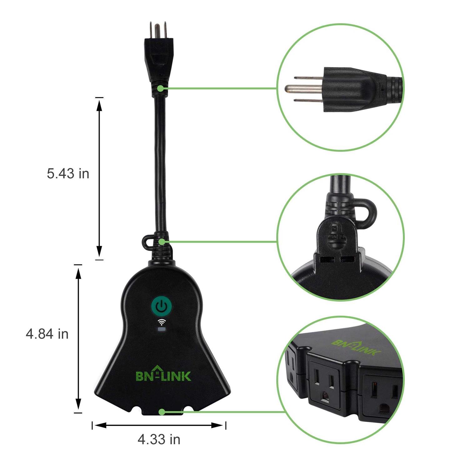 BN-LINK Smart WiFi Heavy Duty Outdoor Outlet, Timer and Countdown Function, No Hub Required for Outdoor Lights, Compatible with Alexa and Google
