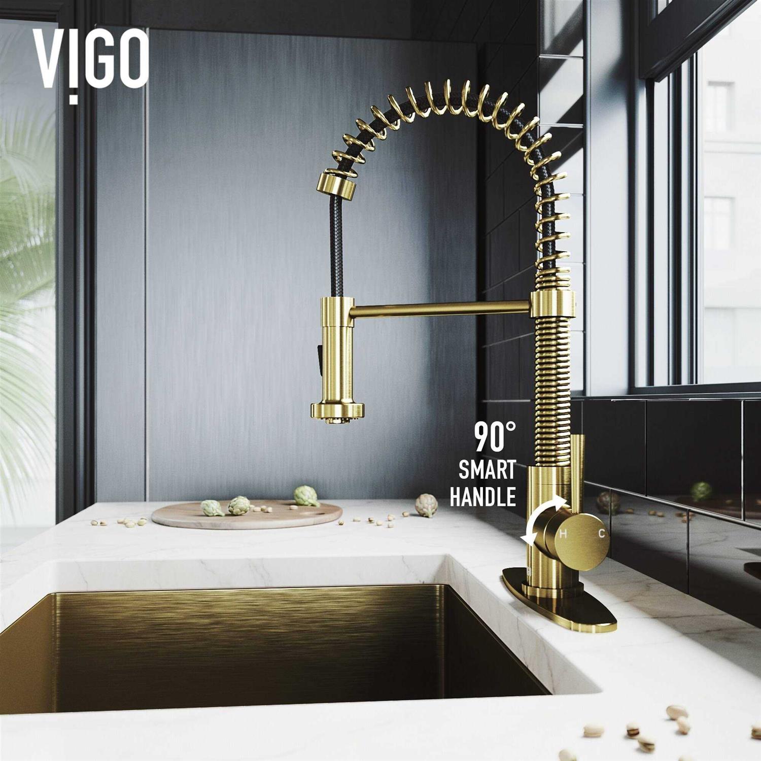 Vigo Edison Single-Handle Pull-Down Sprayer Kitchen Faucet in Matte Gold/Matte Black VG02001MGMB