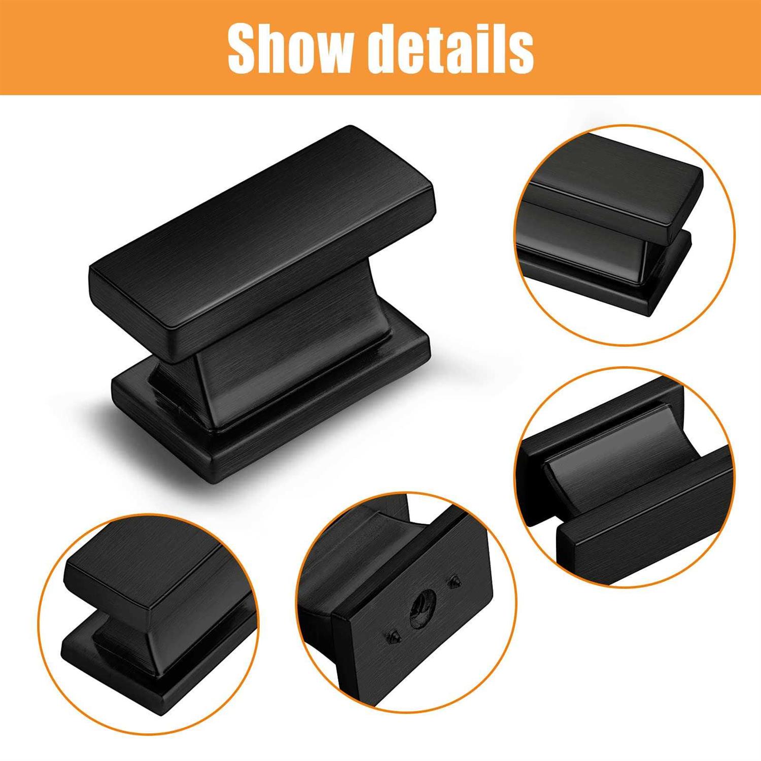 VEHCIL 10 Pack Square Matte Black Cabinet Knobs Black Drawer Dresser Knobs Cabinet Handles for Cupboard Closet Bathroom Kitchen Cabinet Hardware