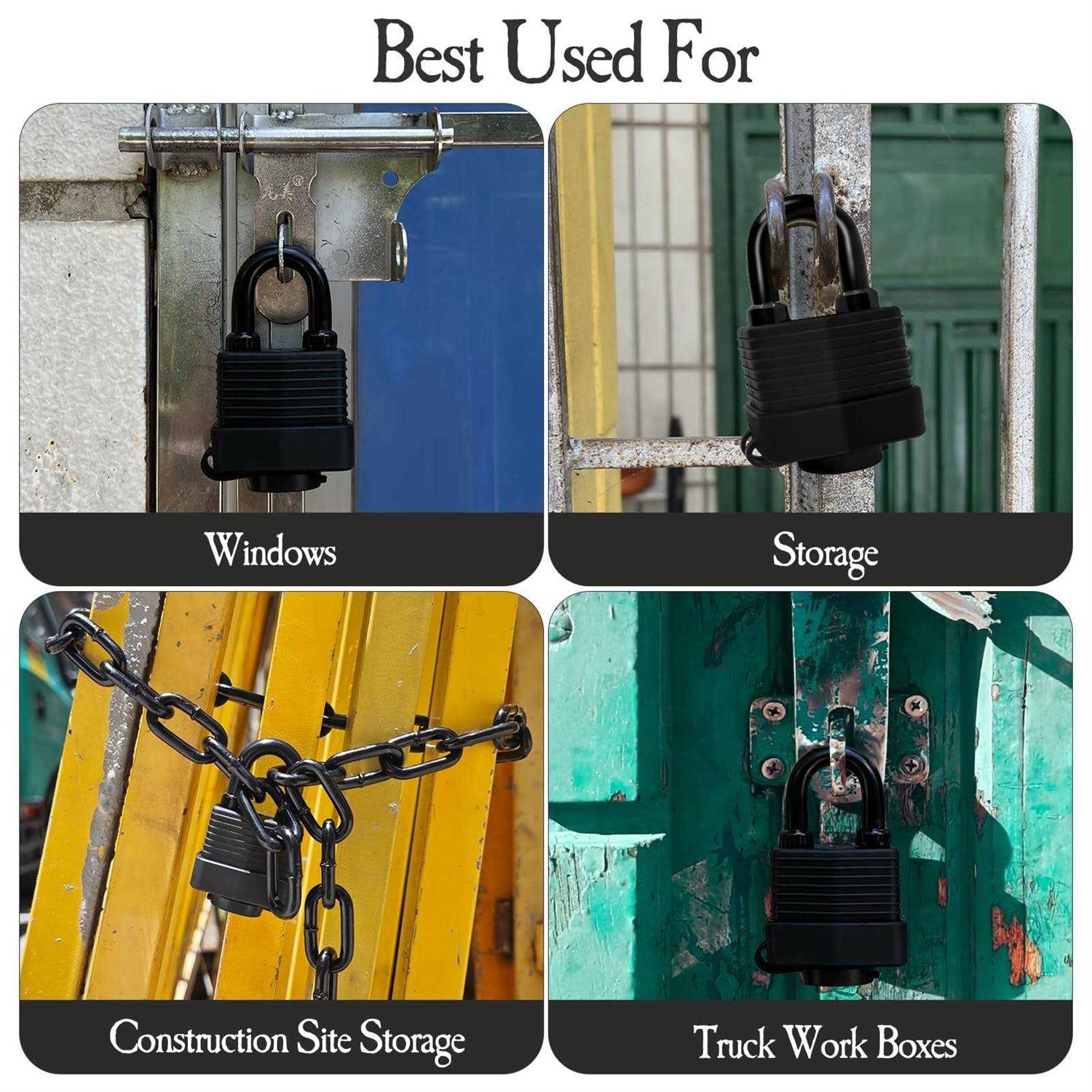 Safety Fence Chain Lock,Outdoor Waterproof Padlock with Chain,Heavy-Duty Weathproof