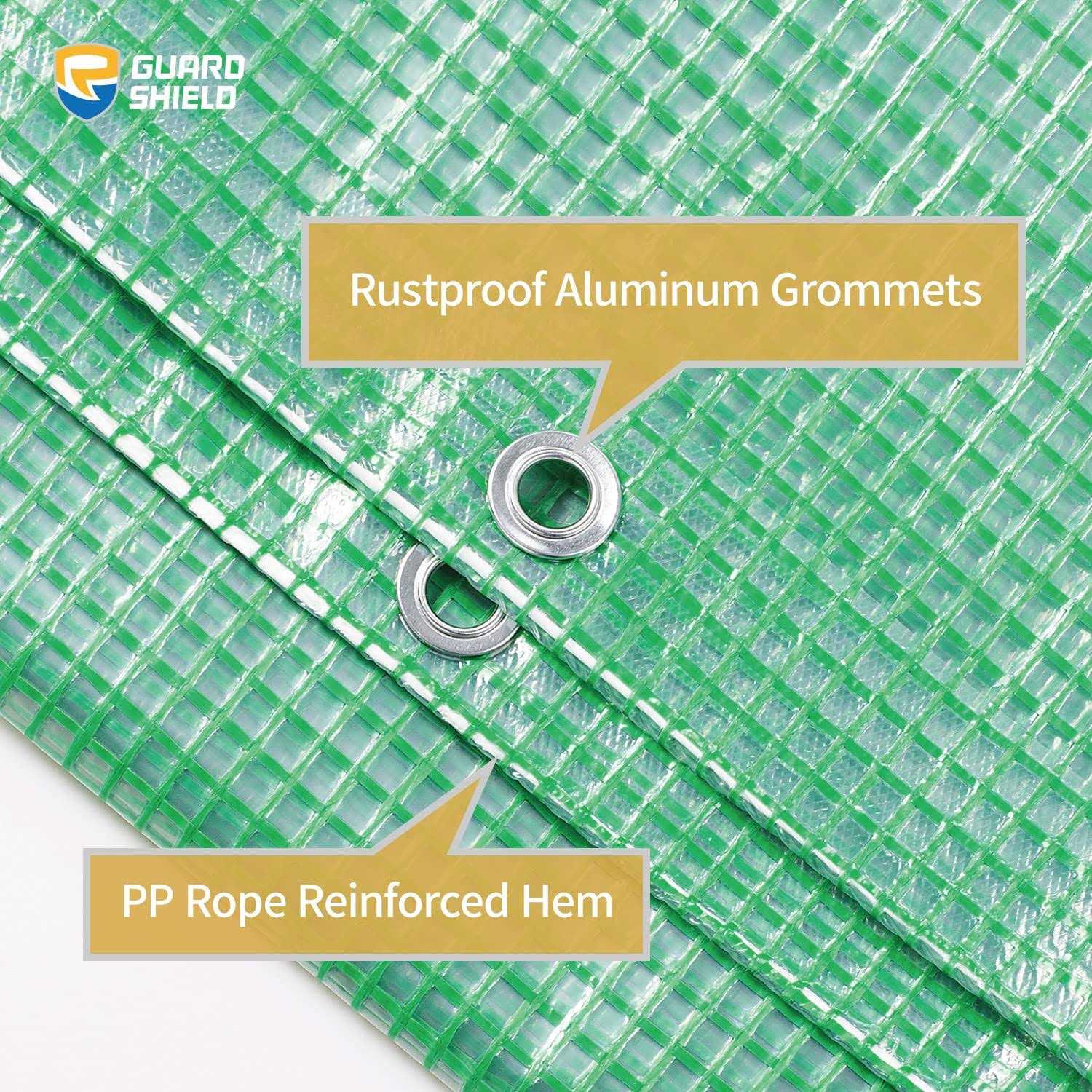 GUARD SHIELD Clear Green Tarp Heavy Duty Waterproof for Greenhouse Outdoor Garden Poly Cover UV Resistant 3x3 Weave 1