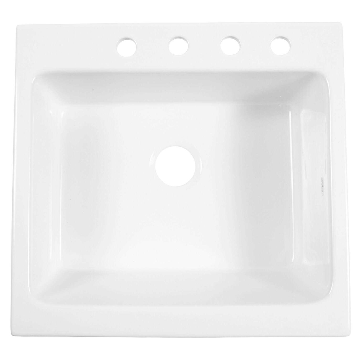 Sinkology SK452-26FC Parker White Fireclay 26 Single Bowl Quick-Fit Drop-In Farmhouse Kitchen Sink with Drain