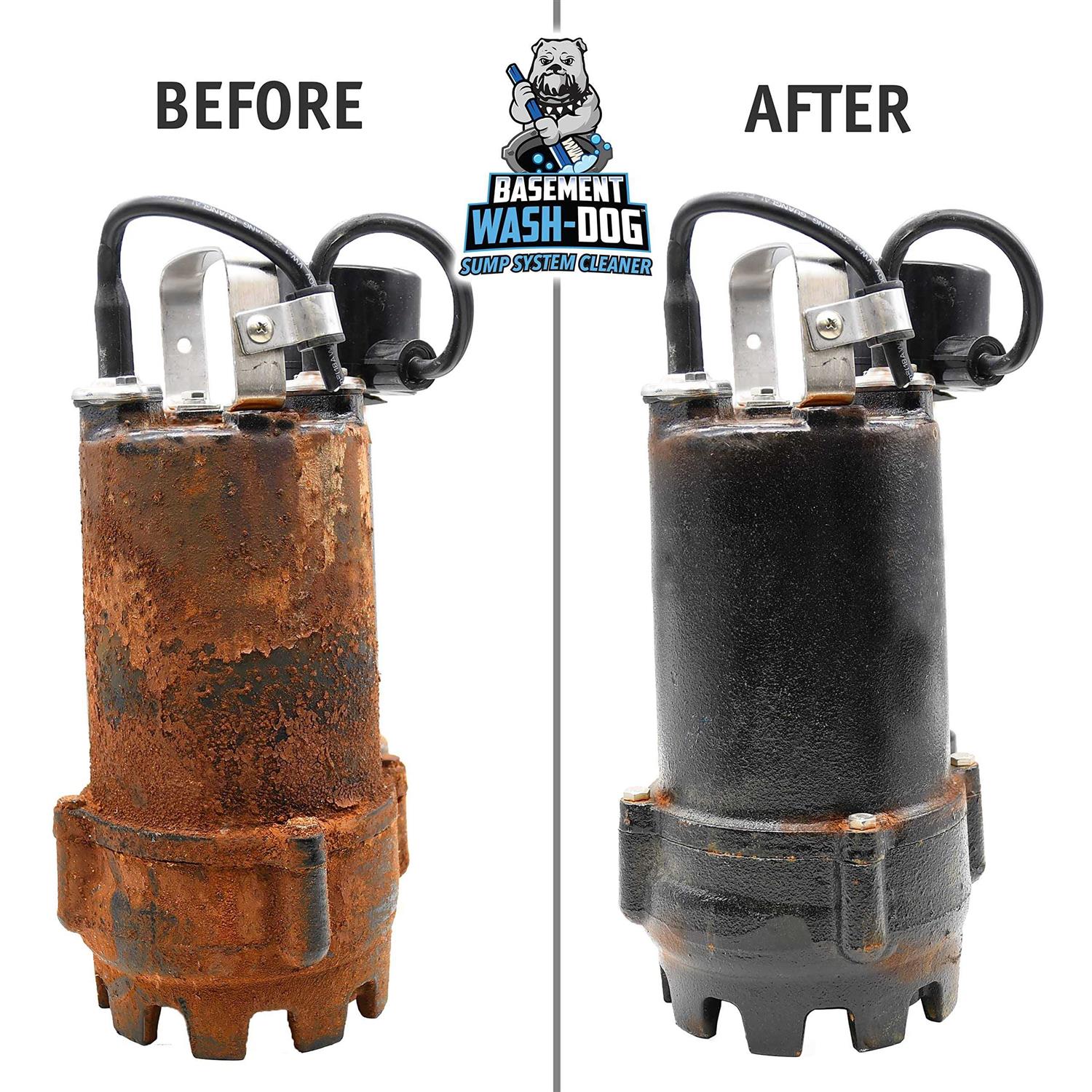 Basement Wash-Dog Sump System Cleaner for Removing Iron Ochre and Other Deposits