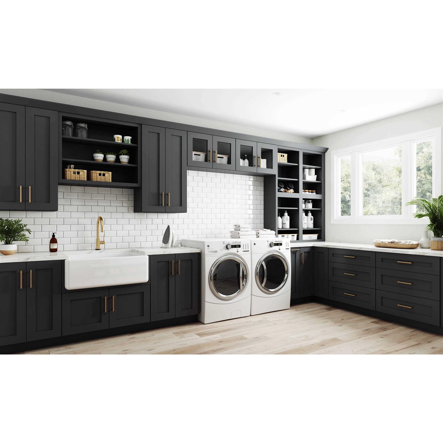 Home Decorators Collection Newport Deep Onyx Plywood Shaker Assembled Kitchen Cabinet Light Rail Molding 96 in W x 0.75 in D x 2.25 in H