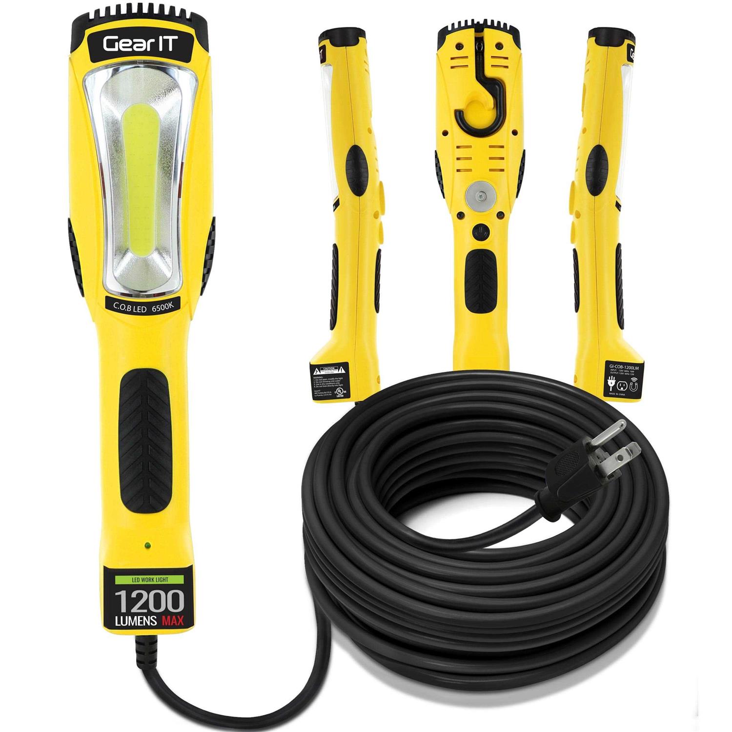 Gearit LED Work Light 1200 Lumen COB LED 16 Gauge Sjtw Indoor/Outdoor Nema 5-15r Extension Cord