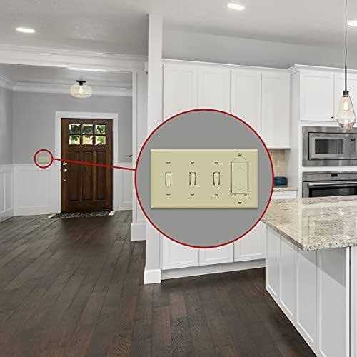 Enerlites Combination Triple Toggle/Single Decorator Rocker Outlet Wall Plate