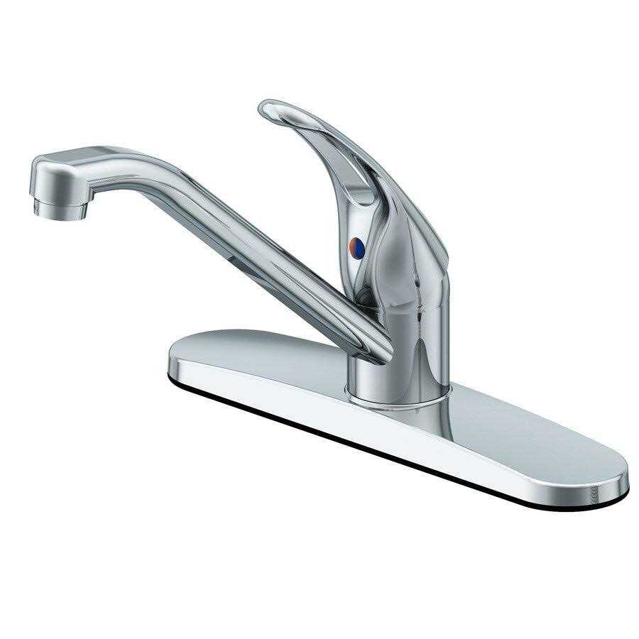 Project Source Polished Chrome Single Handle Mid-arc Kitchen Faucet with Deck Plate 67103W-0301