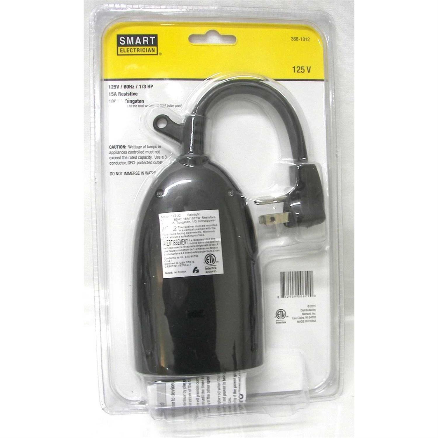 Smart Electrician 24Hr Photocell Outdoor Water Resistant 2 Outlet Plug-in Timer