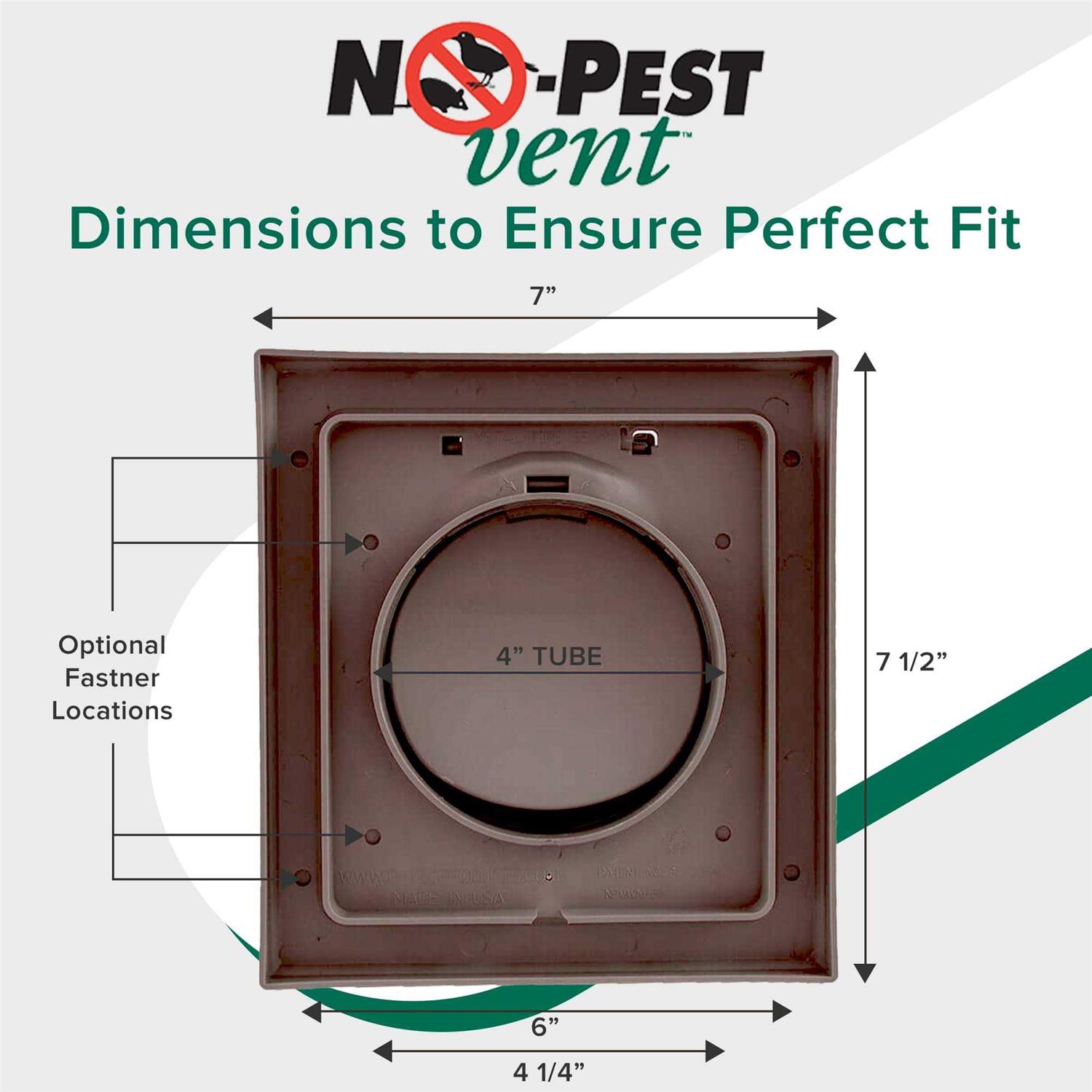 NO-PEST Vent Dual Door Dryer Vent Cover Outdoor 4 inch Made in USA