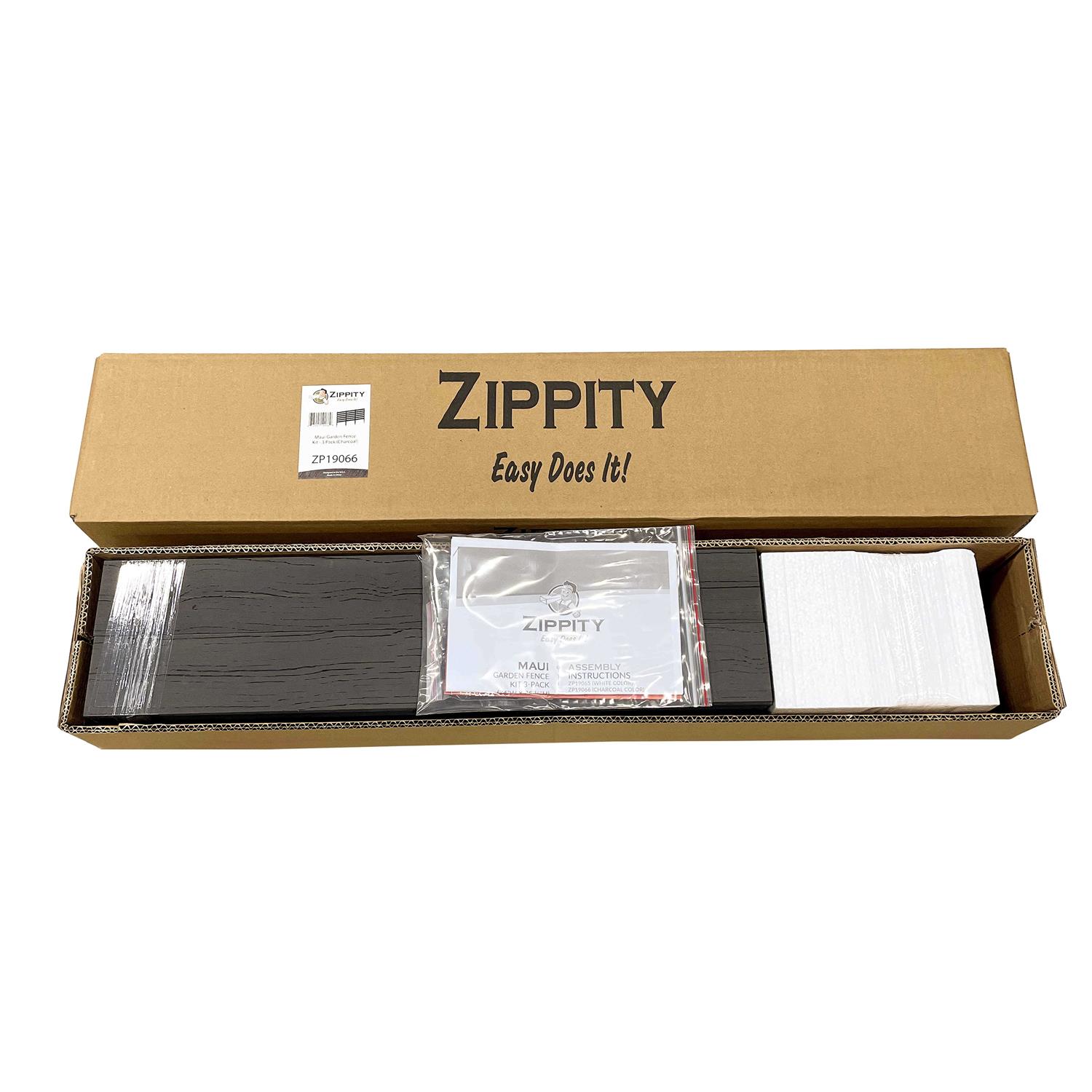 Zippity Outdoor Products Zp19066 2 H x 2 W No-Dig Charcoal WoodTek Vinyl Maui Garden Fence Kit