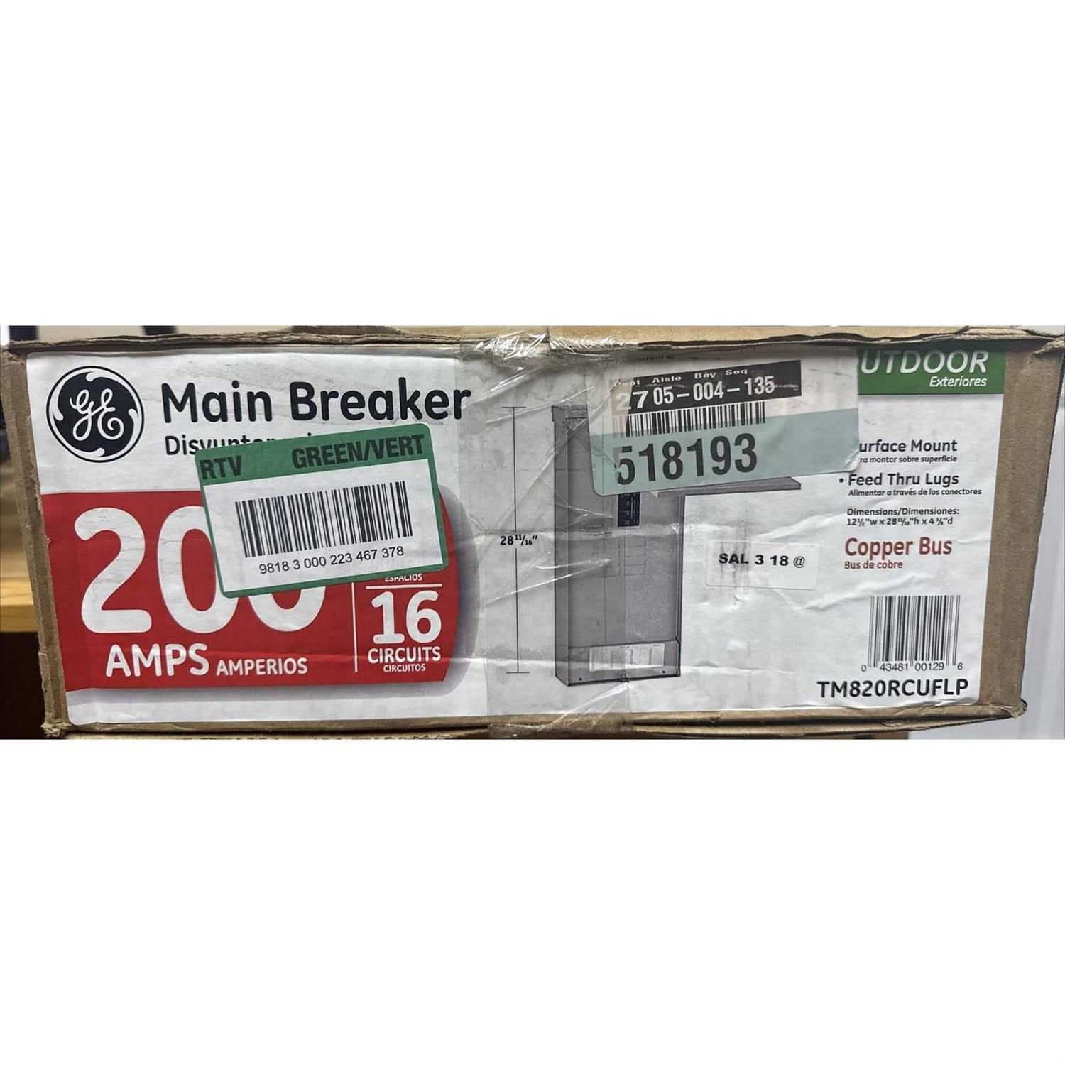 GE 200A Outdoor Load Center TM820RCUFLP