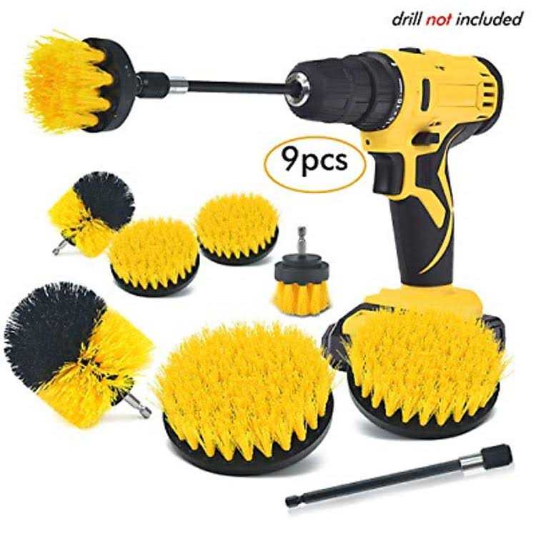 Shieldpro Drill Brush Attachment Set,Power Cleaning Scrub Brush,All Purpose Drill Brushes with Extend Long Attachment for Bathroom and Kitchen Surface