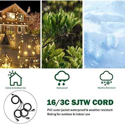 GREATIDE Outdoor Extension Cord with Multiple Outlets Black 1 to 3 Splitter Extension Cords