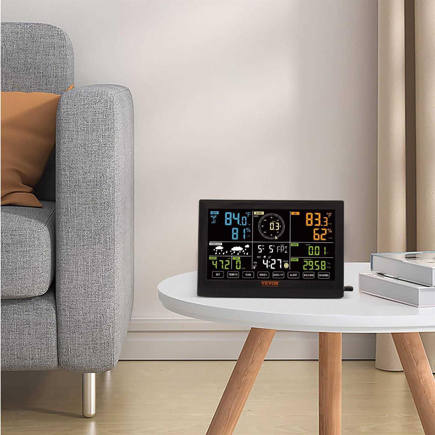 VEVOR Wireless Weather Station 7-in-1 Weather Stations Wireless Indoor Outdoor 7.5 Color Display for Weather Forecast