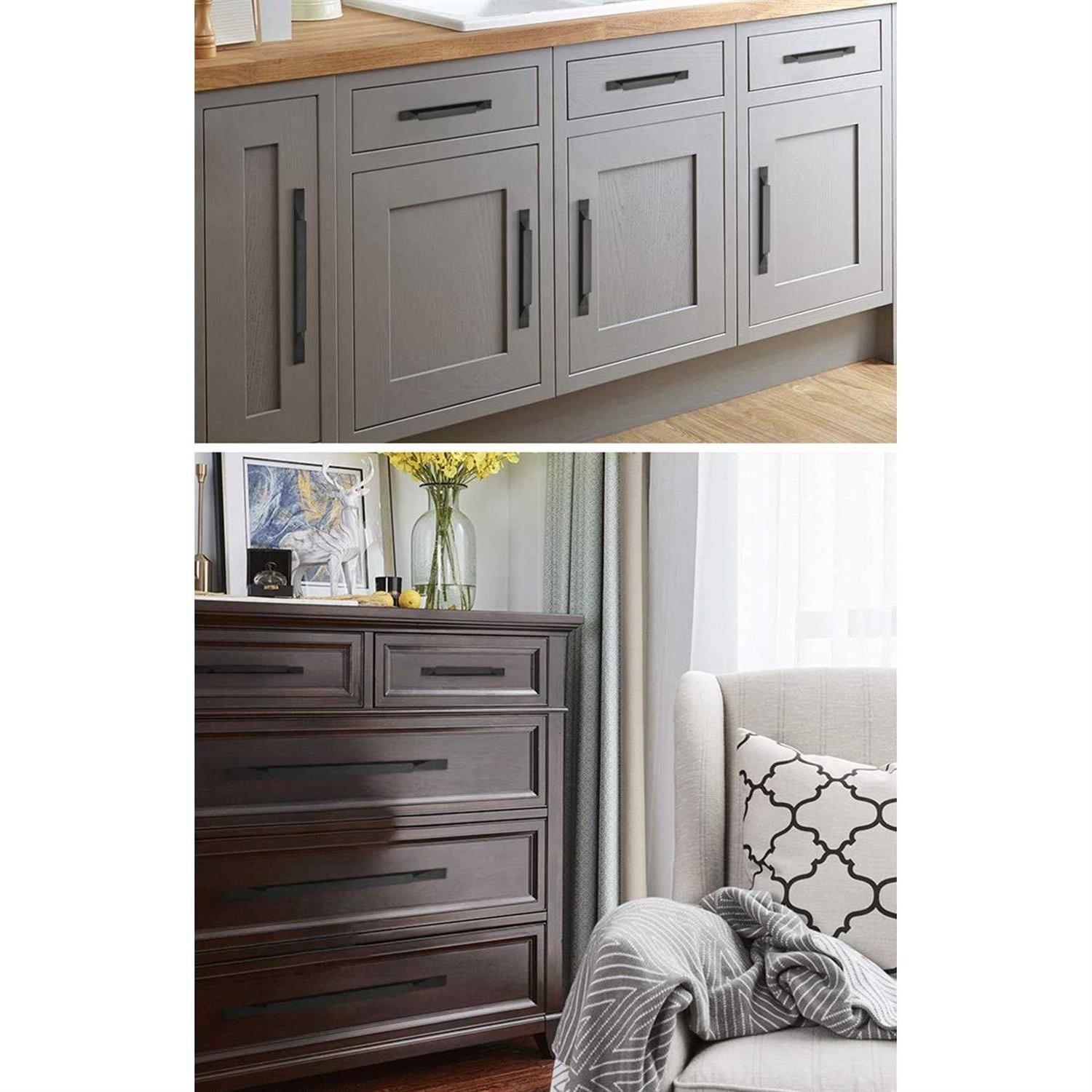 Shozafia Kitchen Cabinet Pulls Black Cabinet Handles 5 Pack Long Cabinet Hardware for Drawers Dresser Furniture Pulls