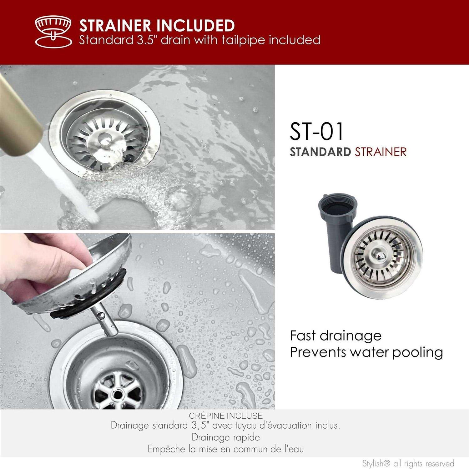 Stylish S-822 22 inch Single Bowl Dual-Mount Composite Granite Kitchen Sink with Strainer