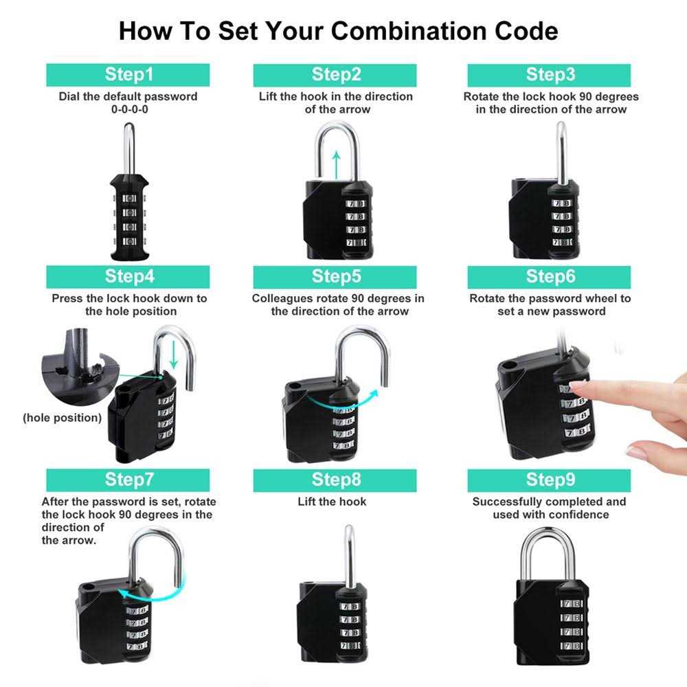 ZHEGE Combination Lock 4 Digit Outdoor Padlock for School Gym Locker