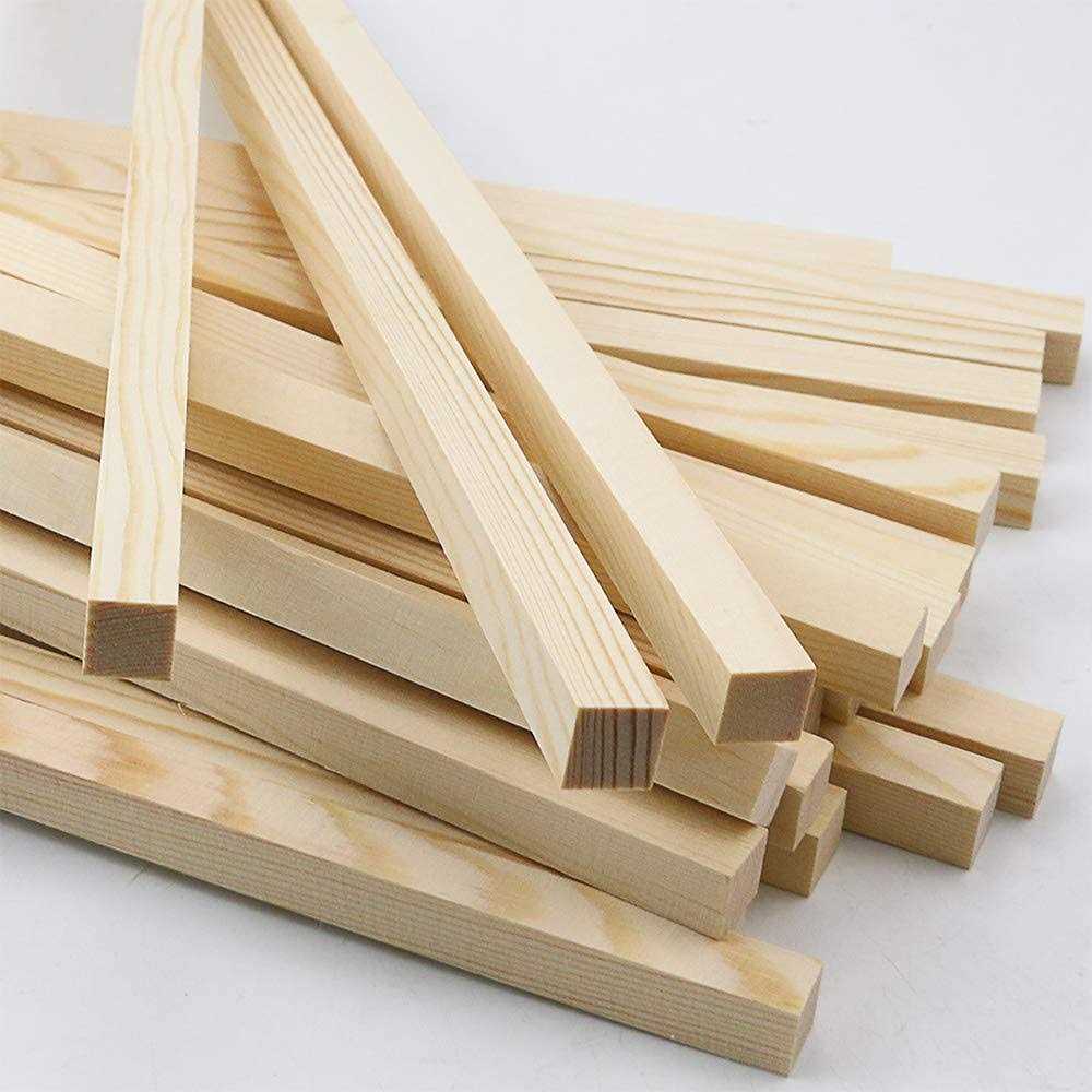 BILLIOTEAM 25 Pack Unfinished Wooden Square Dowel Rod,Hardwood Square Dowel Sticks for DIY Crafts Projects,Home Decor