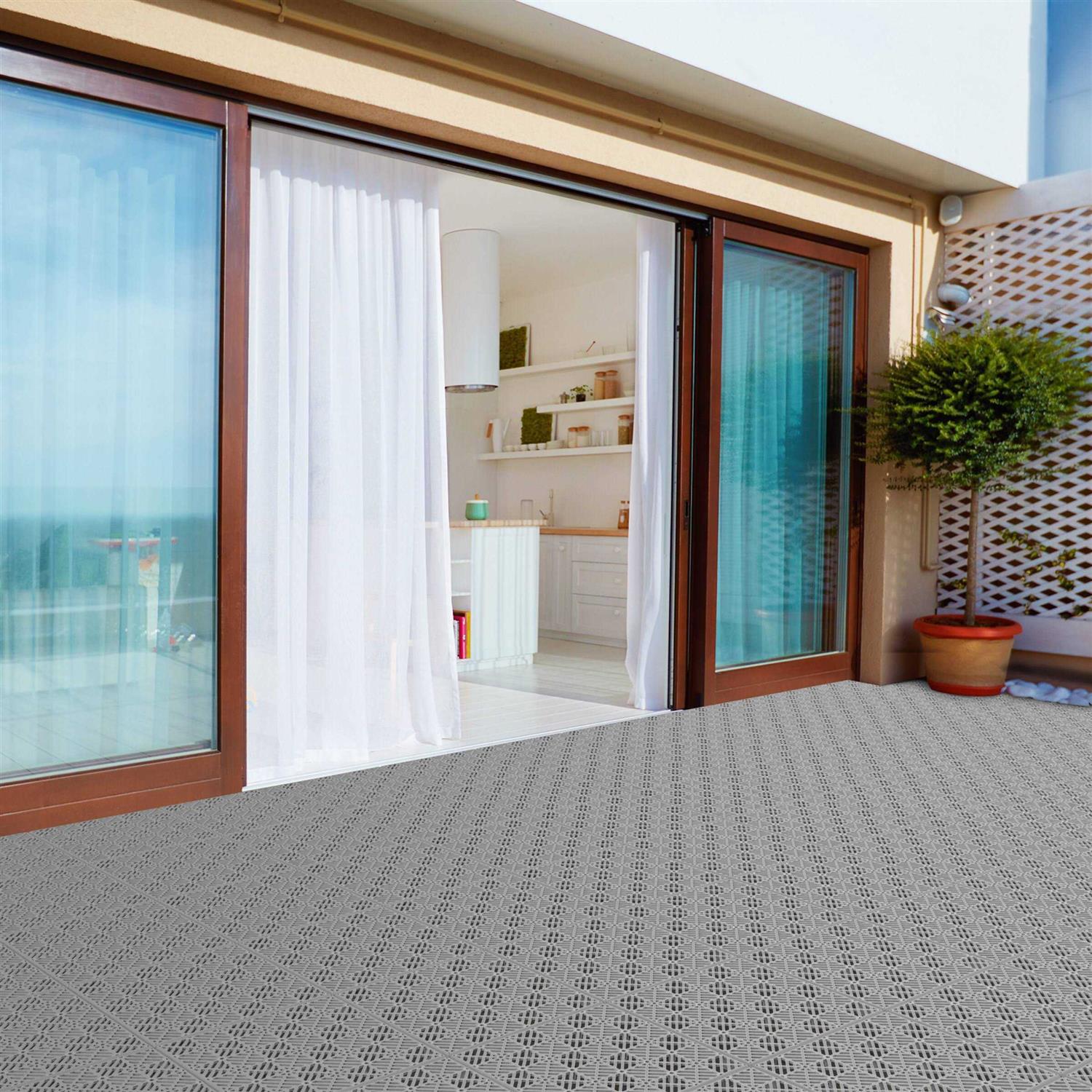 Pure Garden Patio & Deck Tiles-Interlocking Diamond Pattern Outdoor Flooring Pavers