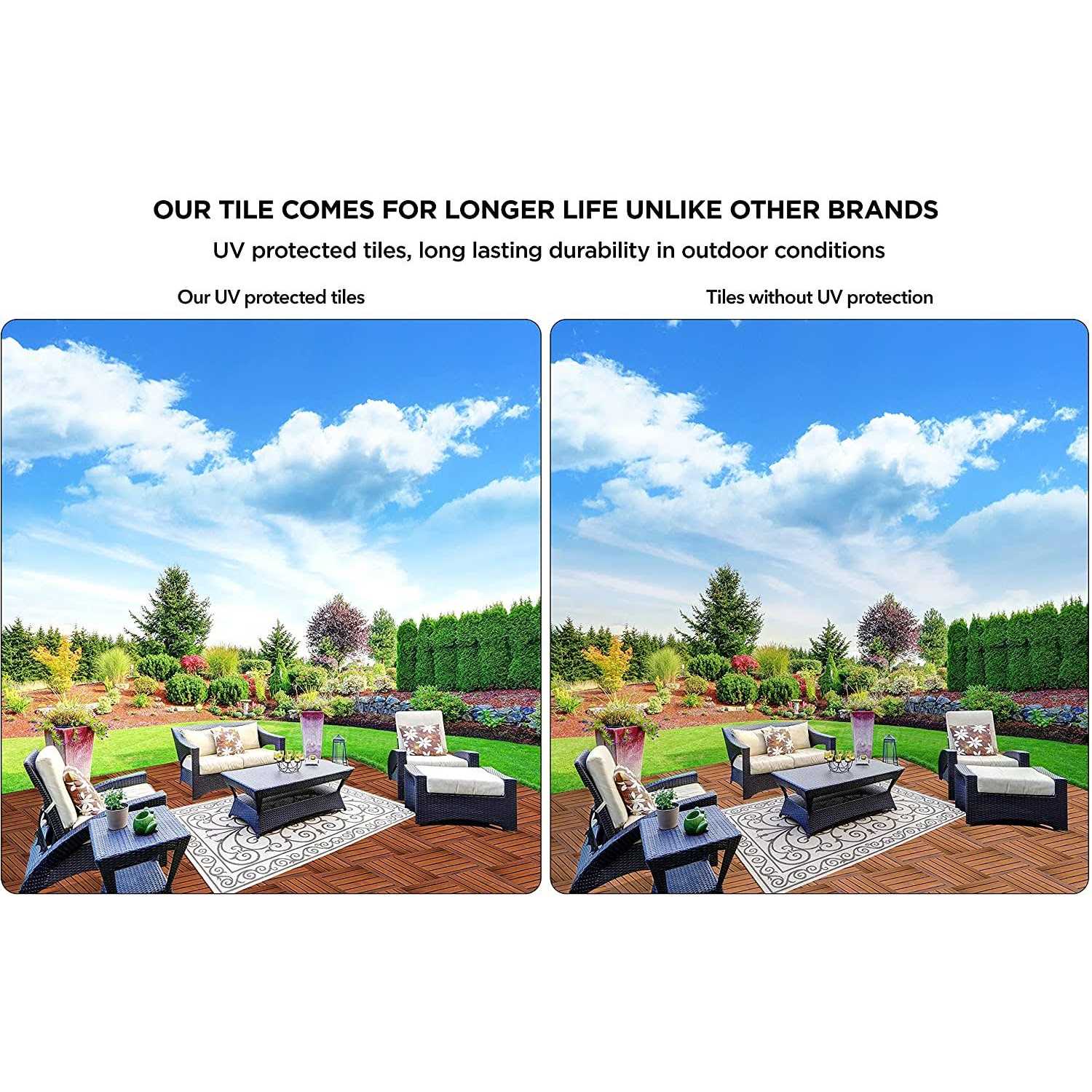 Flybold Interlocking Deck Tiles Wood Flooring Weather UV Protected Patio