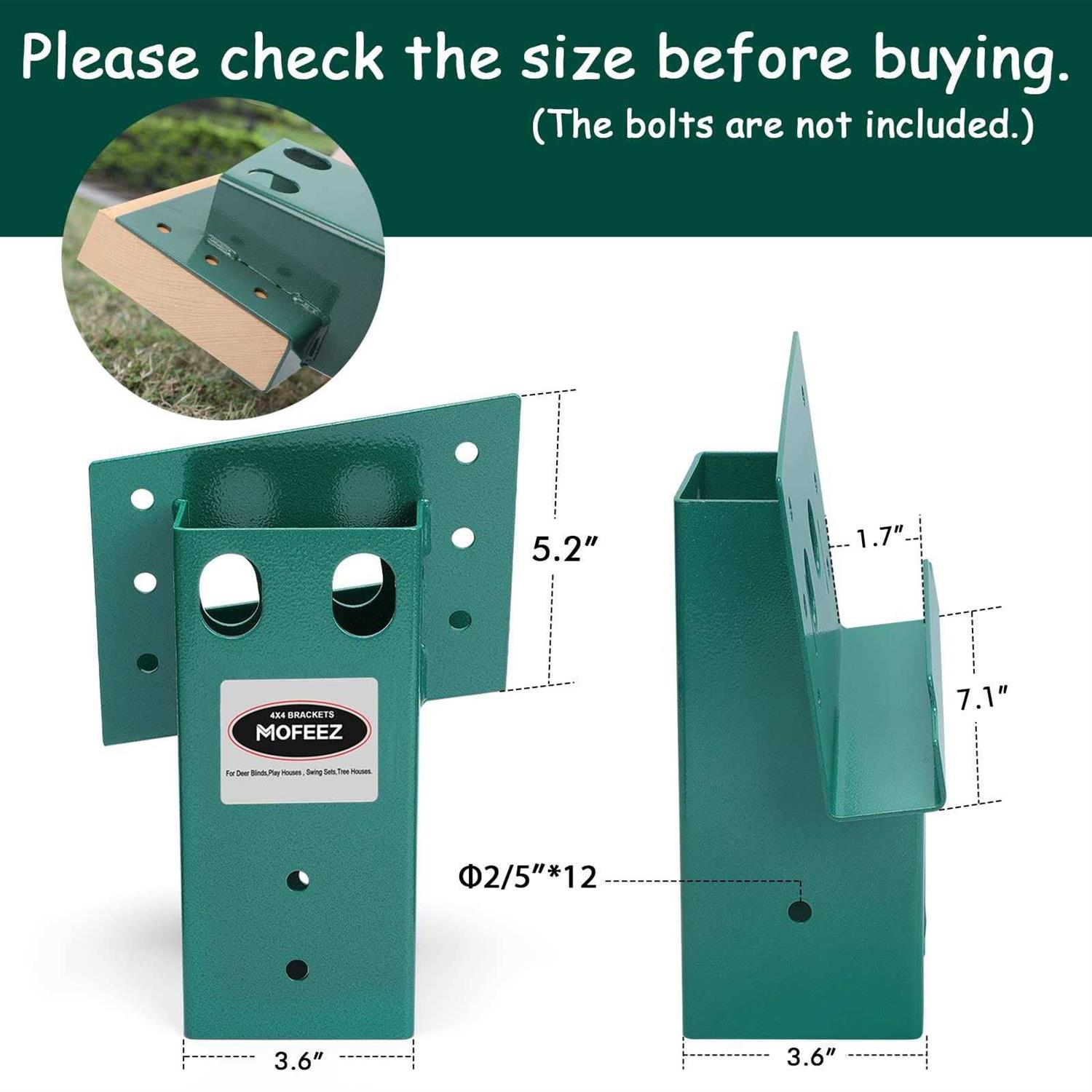 Mofeez Outdoor 4x4 Compound Angle Brackets for Deer Stand Hunting Blinds Shooting Shack