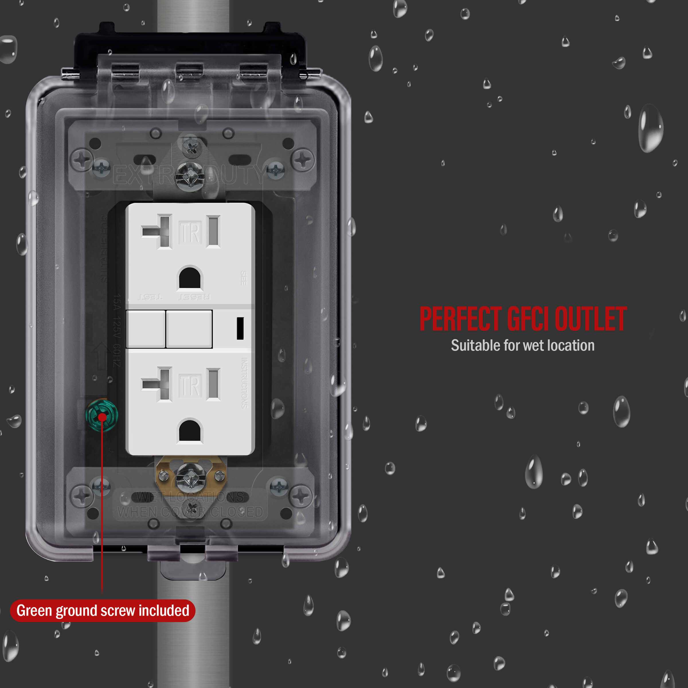 ENERLITES Weatherproof Outlet Box with Three Threaded Outlets Outdoor Electrical Box
