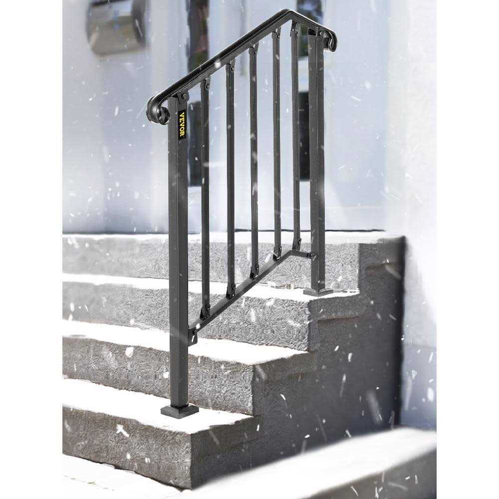 VEVOR 2 ft. Wrought Iron Handrail Fit 2 or 3 Steps Handrails for Outdoor Steps Railing